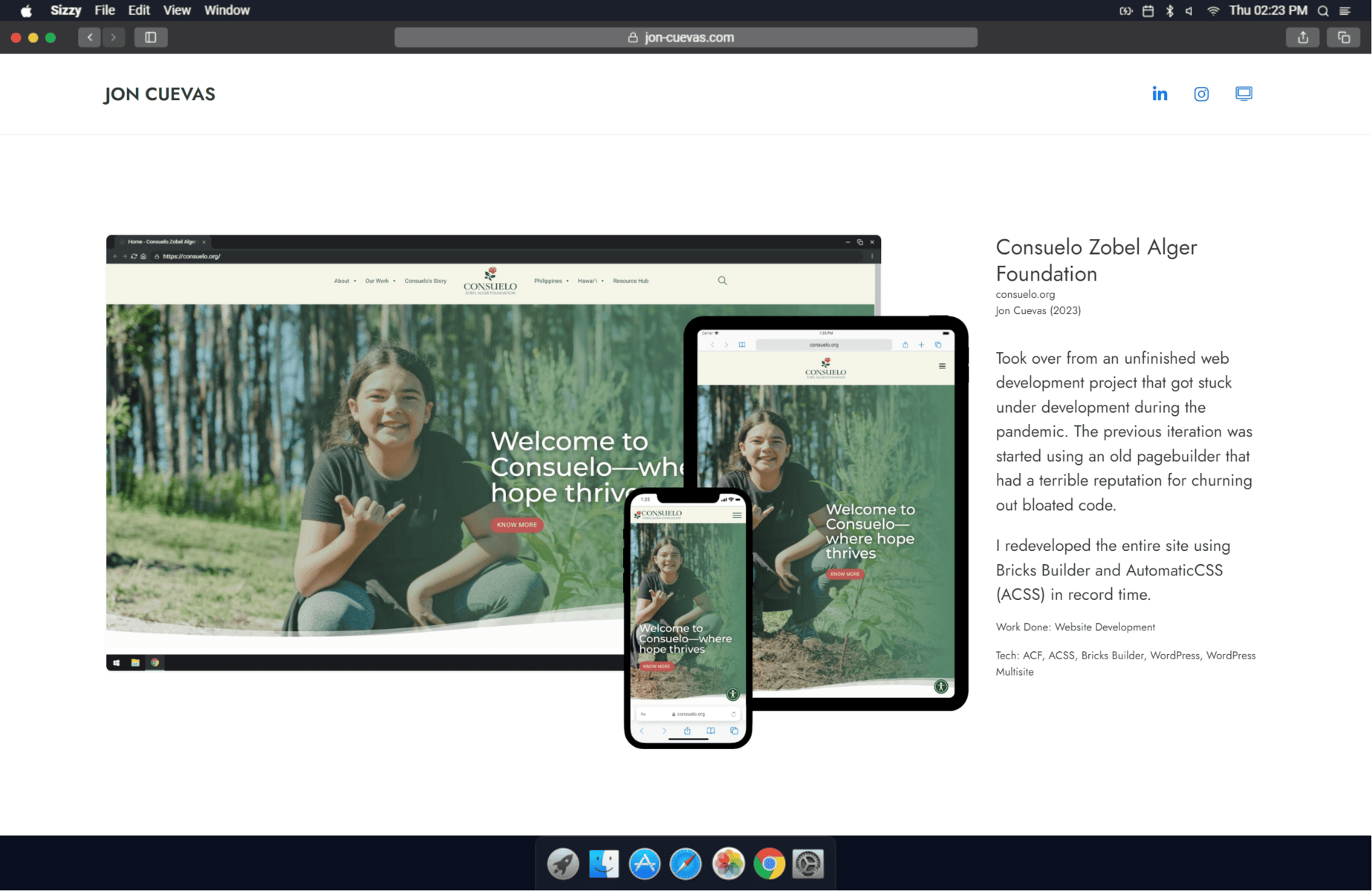 A screenshot of my new website, jon-cuevas.com.