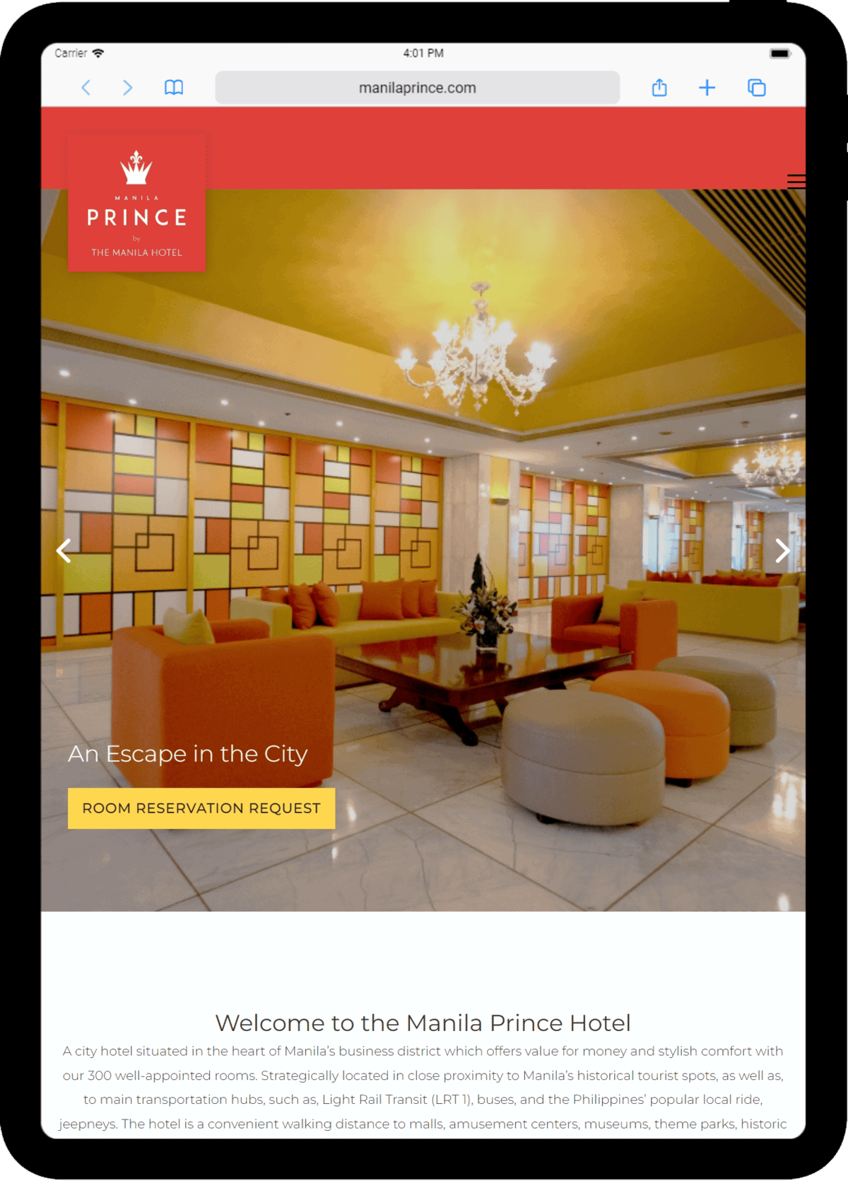 Manila Prince Hotel - tablet