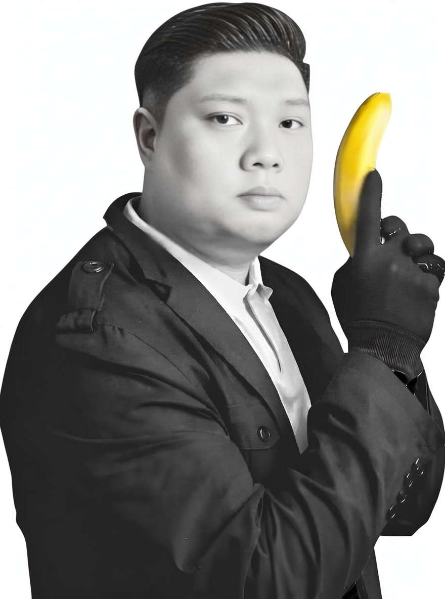 Banana man. Jon and his banana pistol.