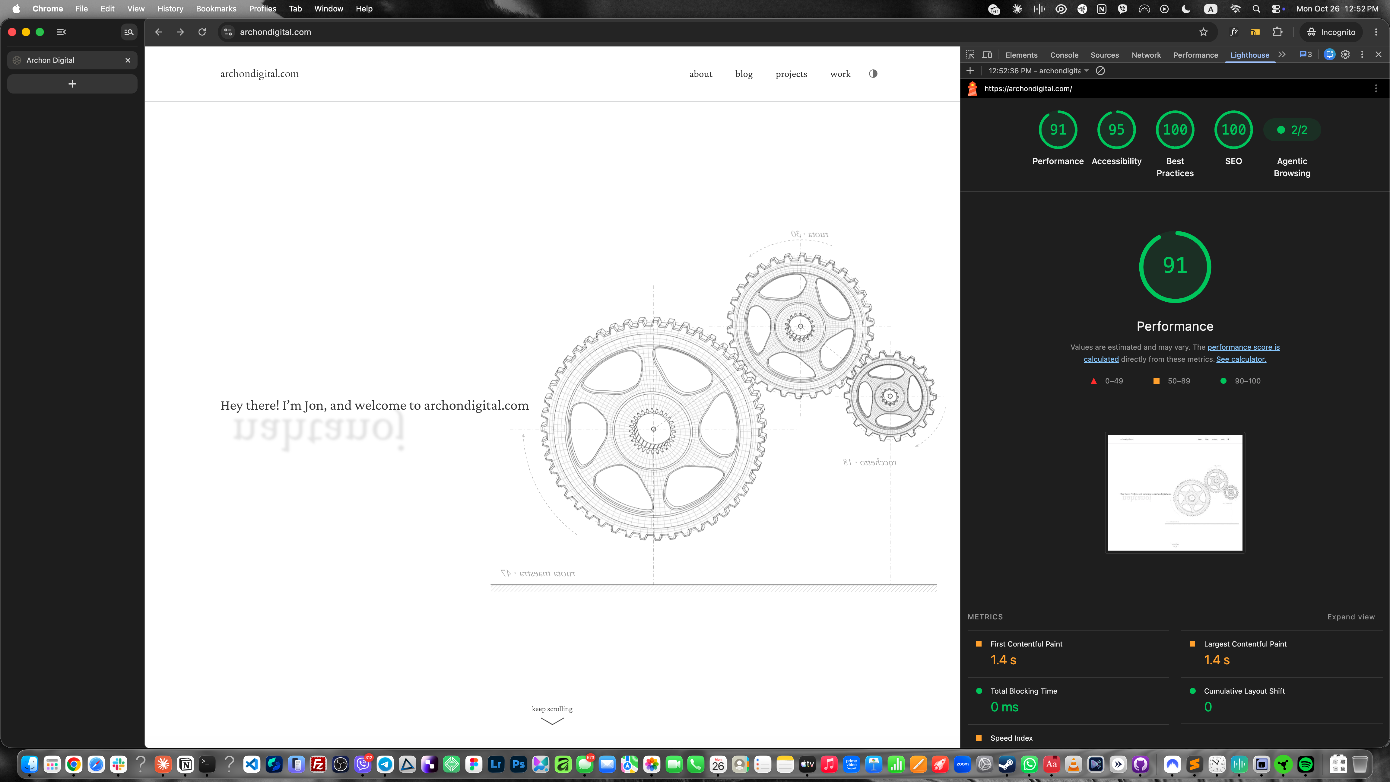Pagespeed results for Desktop