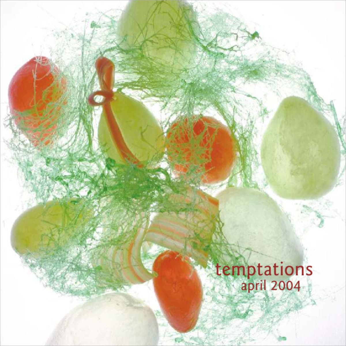 Cover artwork from my humble roots as a graphic designer for print. Temptations April 2004. Makati Shangri-La Food and Beverage Direct Mailer / Newsletter. Photography by Tom Epperson; Printed by KPJ Printers. Matte laminated C2S board, 4-color process with red foil stamping, saddle stiching.